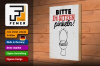 Holzschild Spruch 20x30cm Bitte im sitzen pinkeln weiß