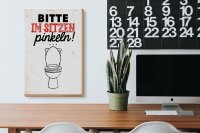 Holzschild Spruch 20x30cm Bitte im sitzen pinkeln weiß