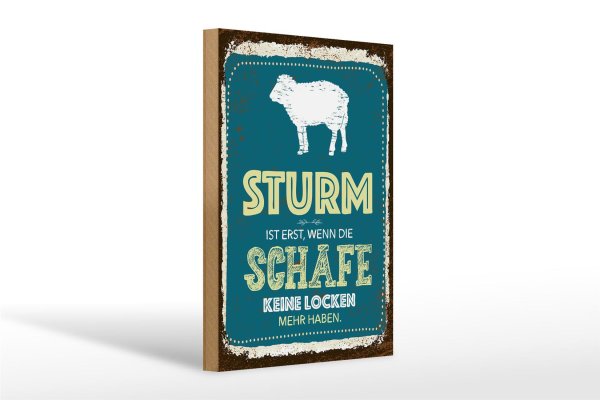 Holzschild Spruch Sturm wenn Schafe keine Locken 20x30cm