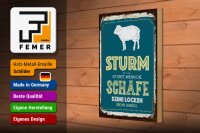 Holzschild Spruch Sturm wenn Schafe keine Locken 20x30cm