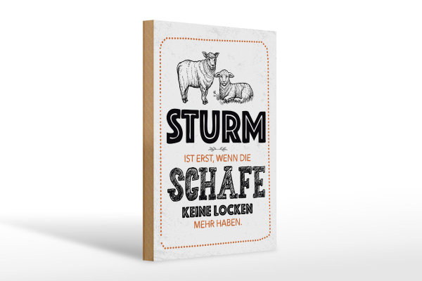 Holzschild Spruch lustig Sturm wenn Schafe Locken 20x30cm