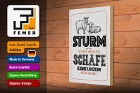 Holzschild Spruch lustig Sturm wenn Schafe Locken 20x30cm