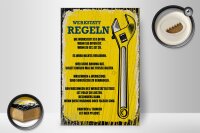 Holzschild Spruch lustig Werkstatt Regeln 20x30cm Geschenk