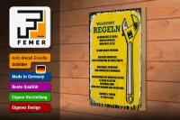 Holzschild Spruch lustig Werkstatt Regeln 20x30cm Geschenk