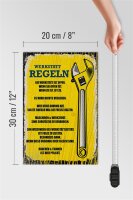 Holzschild Spruch lustig Werkstatt Regeln 20x30cm Geschenk