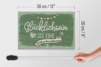 Holzschild Spruch Glücklichsein ist Entscheidung 30x20cm