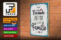 Holzschild Spruch Echte Freunde zählt man zur Familie 20x30cm