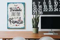 Holzschild Spruch Echte Freunde zählt man zur Familie 20x30cm