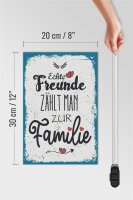 Holzschild Spruch Echte Freunde zählt man zur Familie 20x30cm