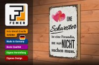 Holzschild Spruch Schwester ist eine Freundin Herz 20x30cm