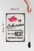 Holzschild Spruch Schwester ist eine Freundin Herz 20x30cm