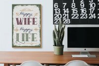 Holzschild Spruch Happy wife happy Life 20x30cm Geschenk