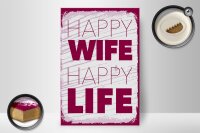 Holzschild Spruch Frau Happy wife happy Life 20x30cm