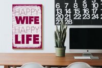 Holzschild Spruch Frau Happy wife happy Life 20x30cm