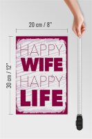 Holzschild Spruch Frau Happy wife happy Life 20x30cm