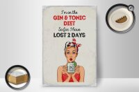 Holzschild Spruch I`m on the Gin & Tonic Diet rot 20x30cm