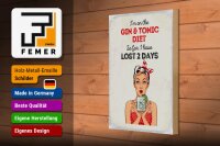 Holzschild Spruch I`m on the Gin & Tonic Diet rot 20x30cm