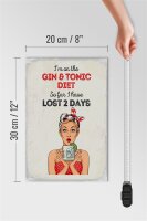 Holzschild Spruch I`m on the Gin & Tonic Diet rot 20x30cm