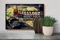 Holzschild Hinweis Saloon Whisky Pokerkarten 30x20cm