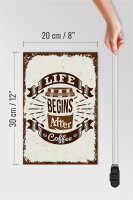 Holzschild Spruch Life begins after Coffee 20x30cm