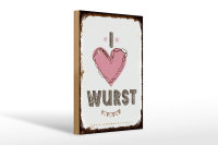 Holzschild Spruch Essen I love Wurst Herz 20x30cm Geschenk
