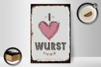 Holzschild Spruch Essen I love Wurst Herz 20x30cm Geschenk