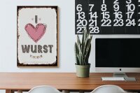 Holzschild Spruch Essen I love Wurst Herz 20x30cm Geschenk