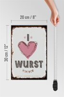 Holzschild Spruch Essen I love Wurst Herz 20x30cm Geschenk