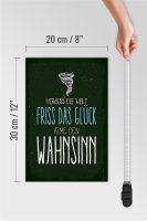 Holzschild Spruch Glück vergiss Welt atme Wahnsinn 20x30cm