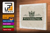 Holzschild Wandern Wanderkönig Krone Berge 30x20cm Geschenk