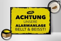 Holzschild Hund Achtung unsere Alarmanlage beißt 30x20cm