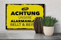 Holzschild Hund Achtung unsere Alarmanlage beißt 30x20cm