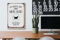 Holzschild Spruch Hund Ich arbeite hart damit mein 20x30cm