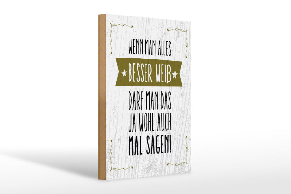 Holzschild Spruch Wenn man alles besser weiß sagen 20x30cm