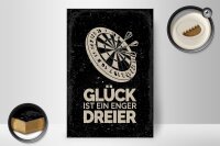 Holzschild Spruch Dart Glück ist ein enger Dreier 20x30cm