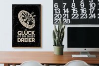Holzschild Spruch Dart Glück ist ein enger Dreier 20x30cm