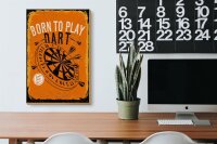 Holzschild Spruch Born to play Dart Let`s play 20x30cm