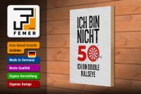 Holzschild Spruch Dart bin nicht 50 Double Bullseye 20x30cm