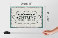 Holzschild Spruch Achtung Wilde Hühner 30x20cm