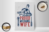 Holzschild Spruch Pinup Proud mechanic wife 20x30cm