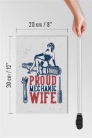 Holzschild Spruch Pinup Proud mechanic wife 20x30cm