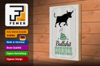Holzschild Spruch Bullshit Corner Stier 20x30cm Wanddeko
