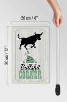 Holzschild Spruch Bullshit Corner Stier 20x30cm Wanddeko