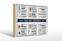 Holzschild Fresh Cocktails Mojito Maragrita 30x20cm