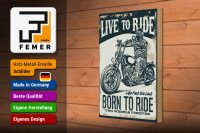 Holzschild Spruch Biker Motorrad born to ride 20x30cm