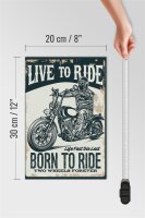 Holzschild Spruch Biker Motorrad born to ride 20x30cm