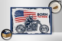 Holzschild Spruch Biker Born to Ride USA 30x20cm Motorcycle