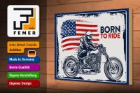 Holzschild Spruch Biker Born to Ride USA 30x20cm Motorcycle
