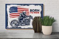 Holzschild Spruch Biker Born to Ride USA 30x20cm Motorcycle