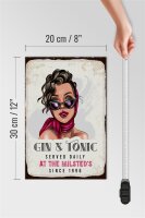 Holzschild Spruch Gin & Tonic Served Daily Milsted´s 20x30cm